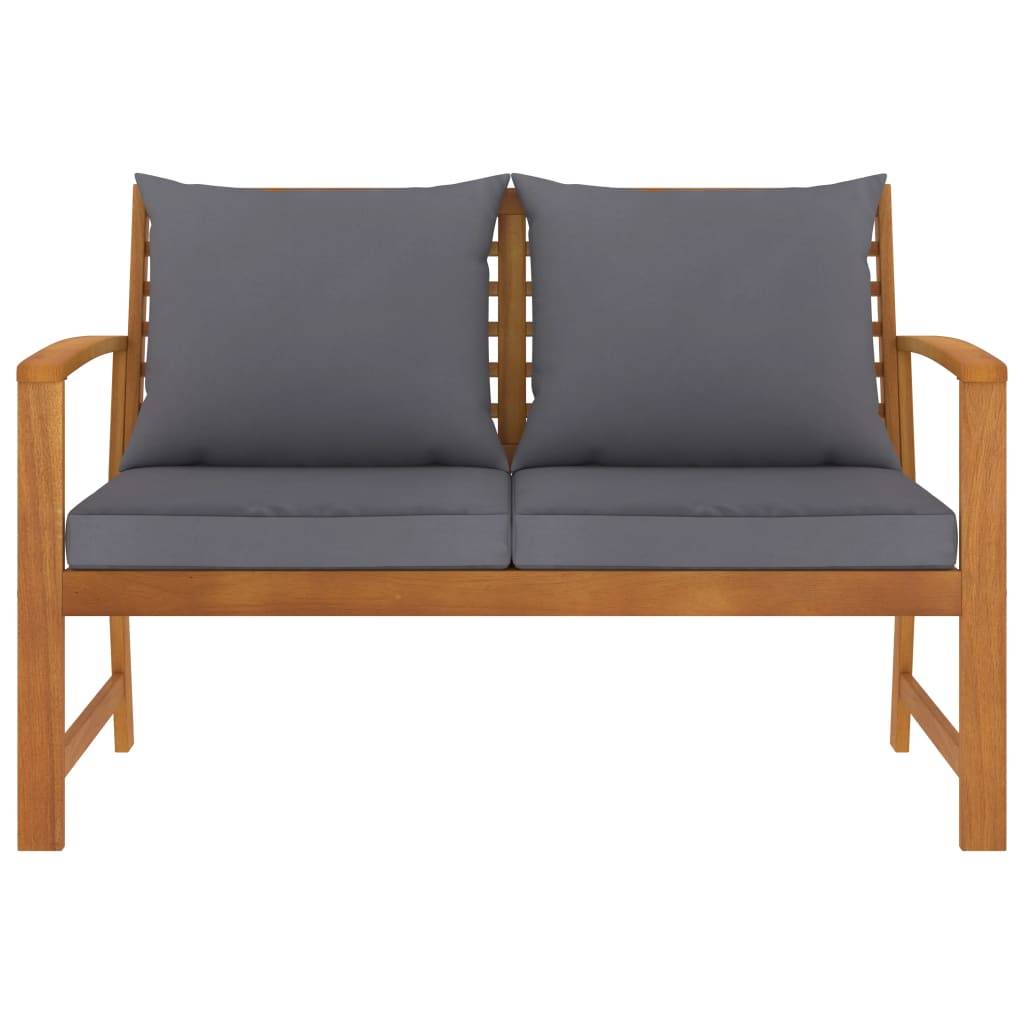Helloshop26 - Banc de jardin meuble de patio d'extérieur terrasse et coussin gris foncé 120 x 60,5 x 81 cm bois solide d'acacia - Imagen 2