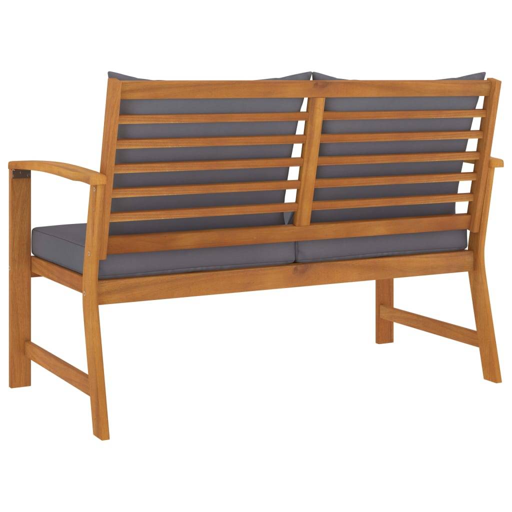 Helloshop26 - Banc de jardin meuble de patio d'extérieur terrasse et coussin gris foncé 120 x 60,5 x 81 cm bois solide d'acacia - Imagen 4