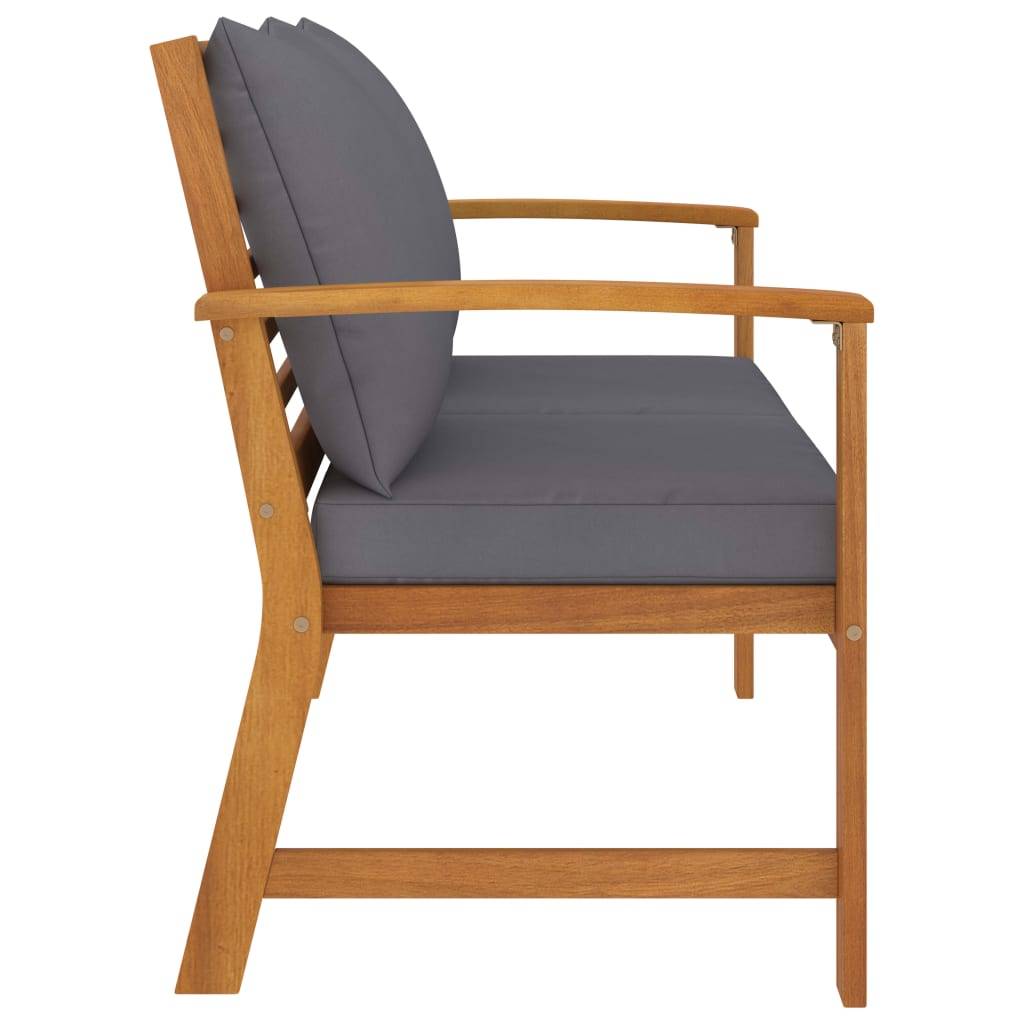 Helloshop26 - Banc de jardin meuble de patio d'extérieur terrasse et coussin gris foncé 120 x 60,5 x 81 cm bois solide d'acacia - Imagen 3