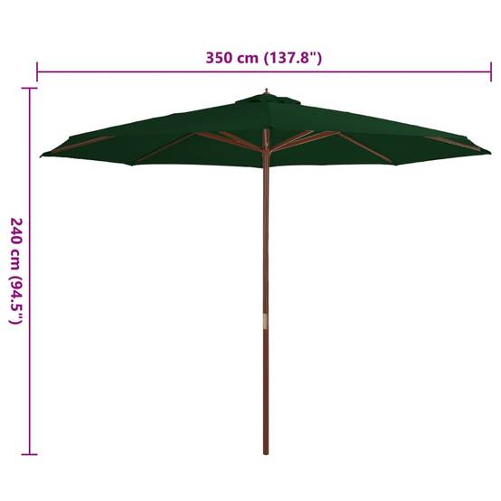 Maison Chic - Parasol d'extérieur - Parasol de jardin avec mât en bois 350 cm Vert P980 - Image 4