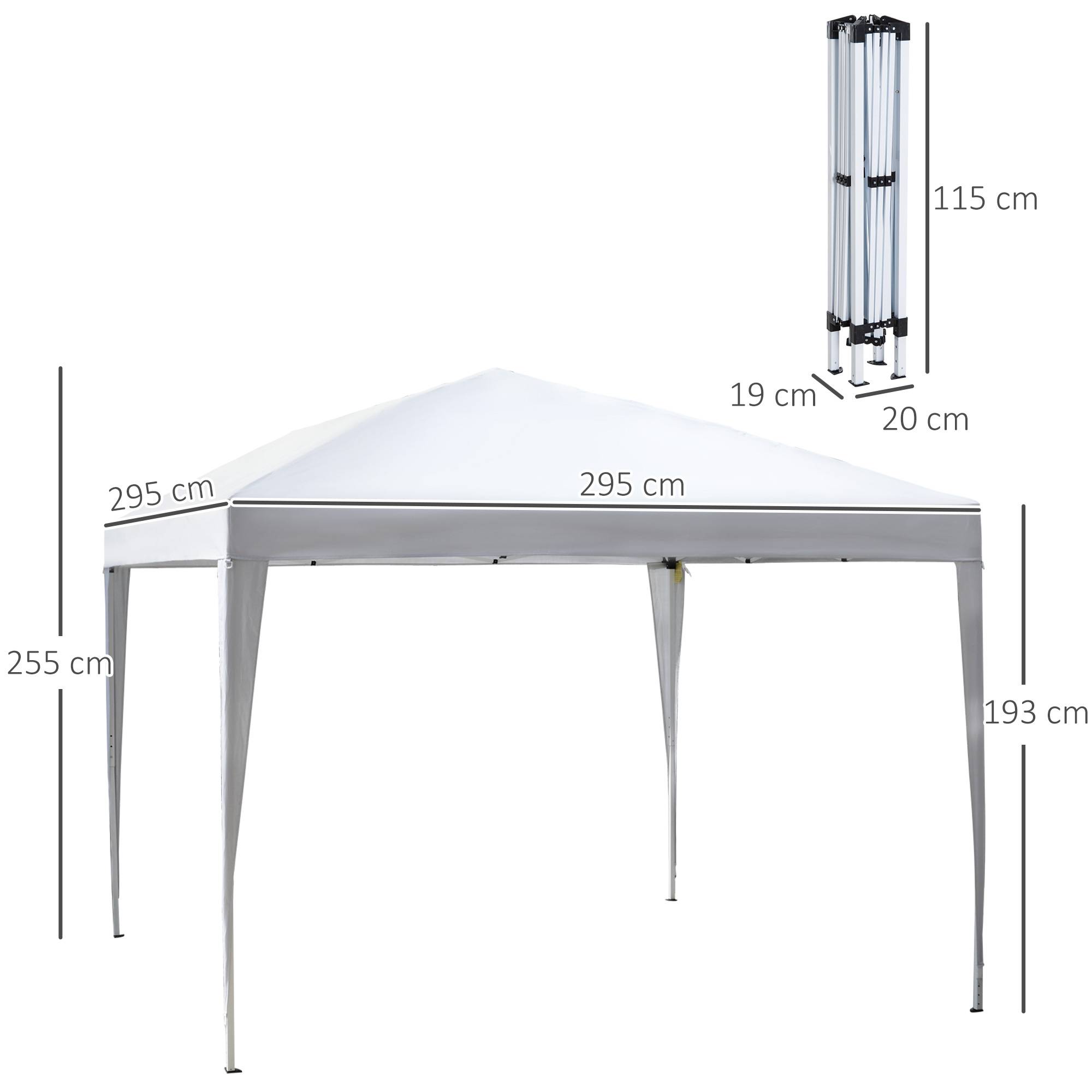 Sans Marque - Tente pliante 3x3m avec sac de transport, hauteur réglable, résistante aux UV, idéale pour terrasse, patio ou plage, blanc/argent. - Image 5