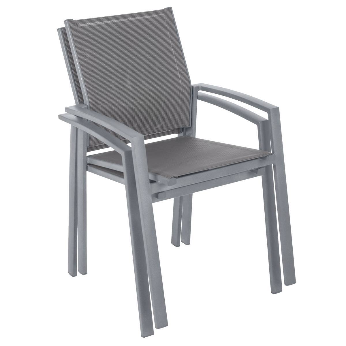 Hesperide - Fauteuil de jardin empilable "Axiome" silex & gris quartz en aluminium traité époxy Hespéride - Imagen 2