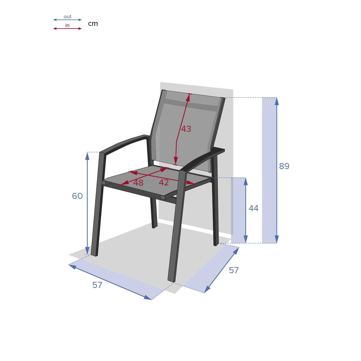 Hesperide - Fauteuil de jardin empilable "Axiome" silex & gris quartz en aluminium traité époxy Hespéride - Imagen 5