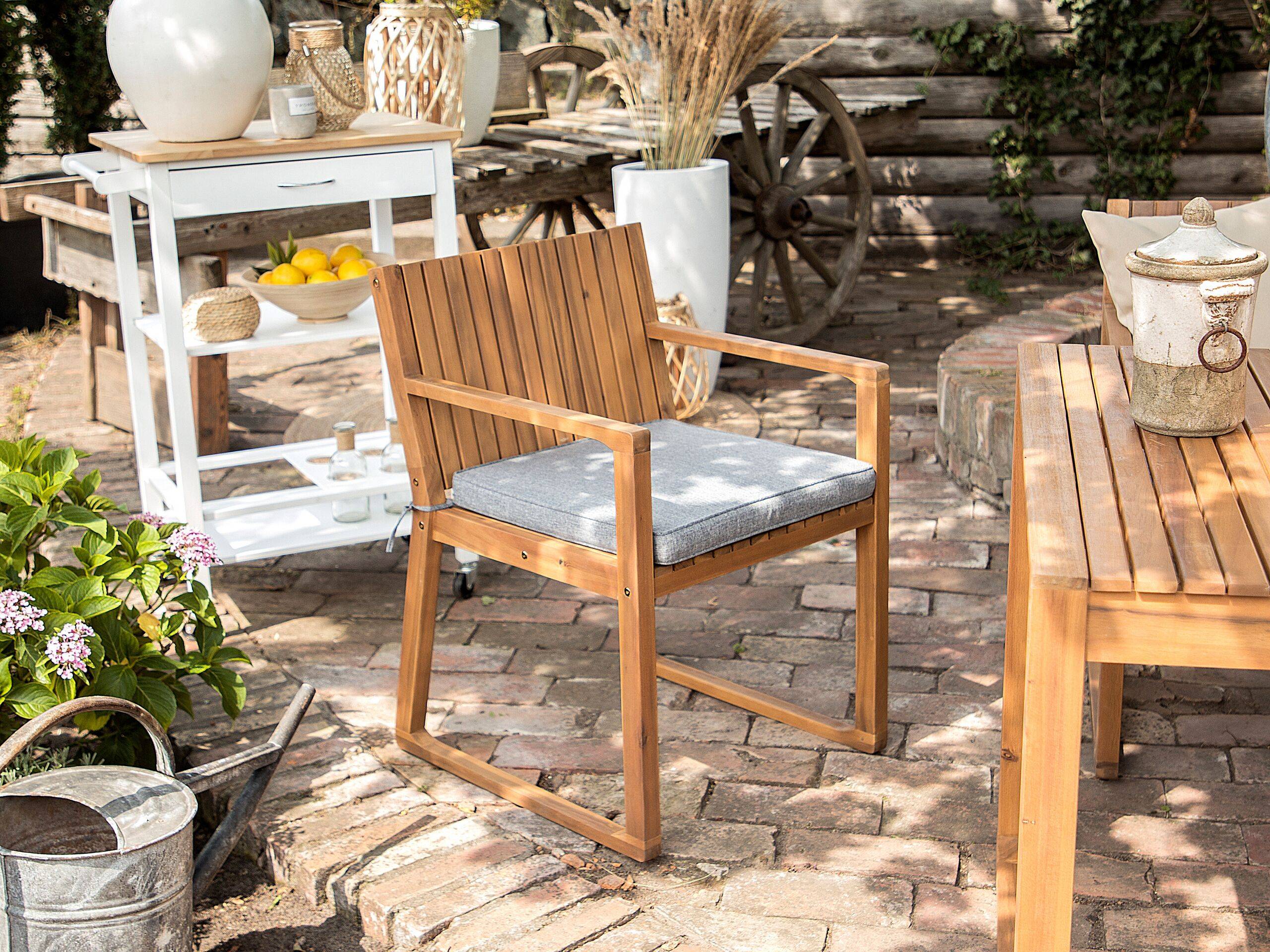 Beliani - Coussin d'Assise pour Chaise de Jardin 46 x 46 cm en Tissu Imperméable Gris Beliani - Imagen 2