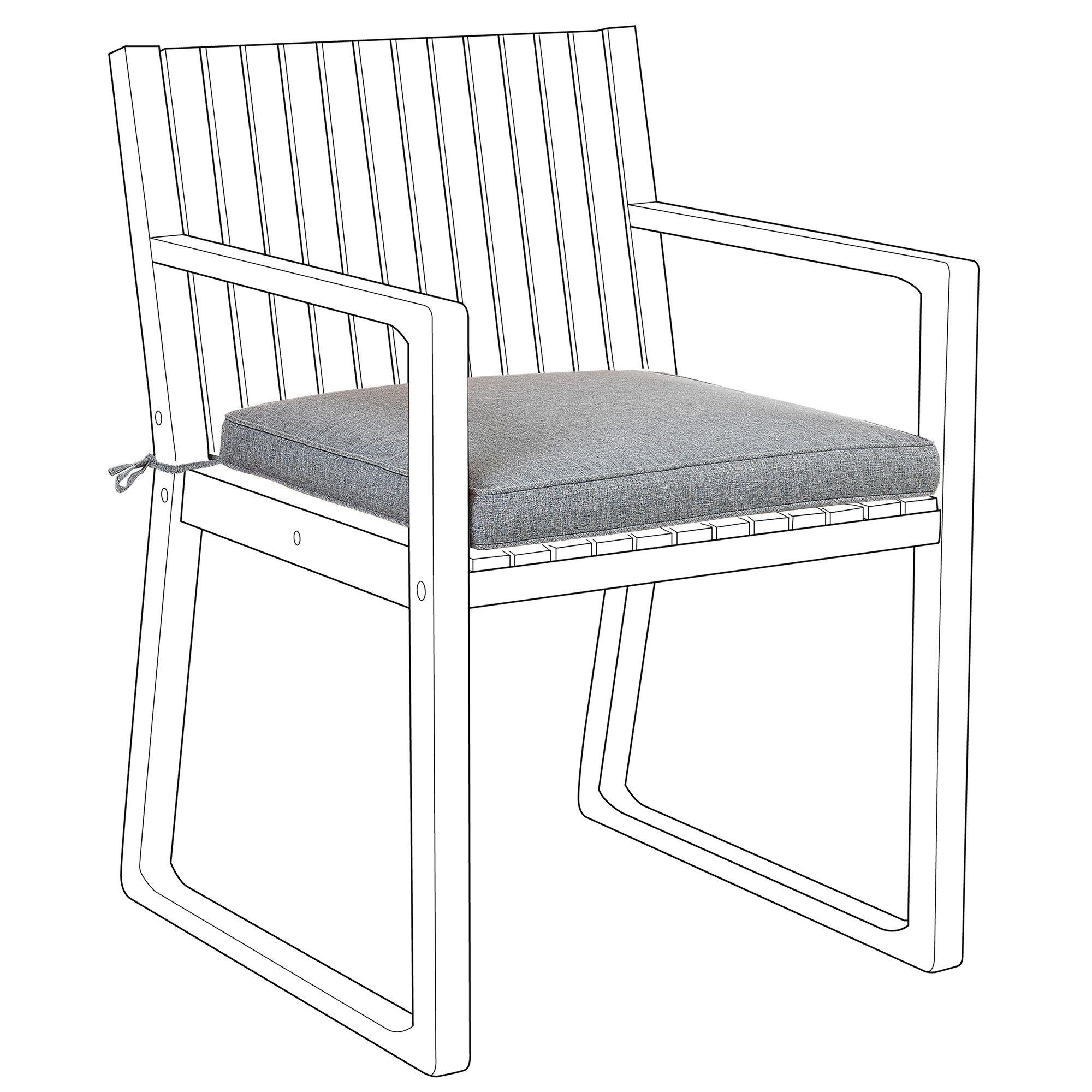 Beliani - Coussin d'Assise pour Chaise de Jardin 46 x 46 cm en Tissu Imperméable Gris Beliani - Imagen 1
