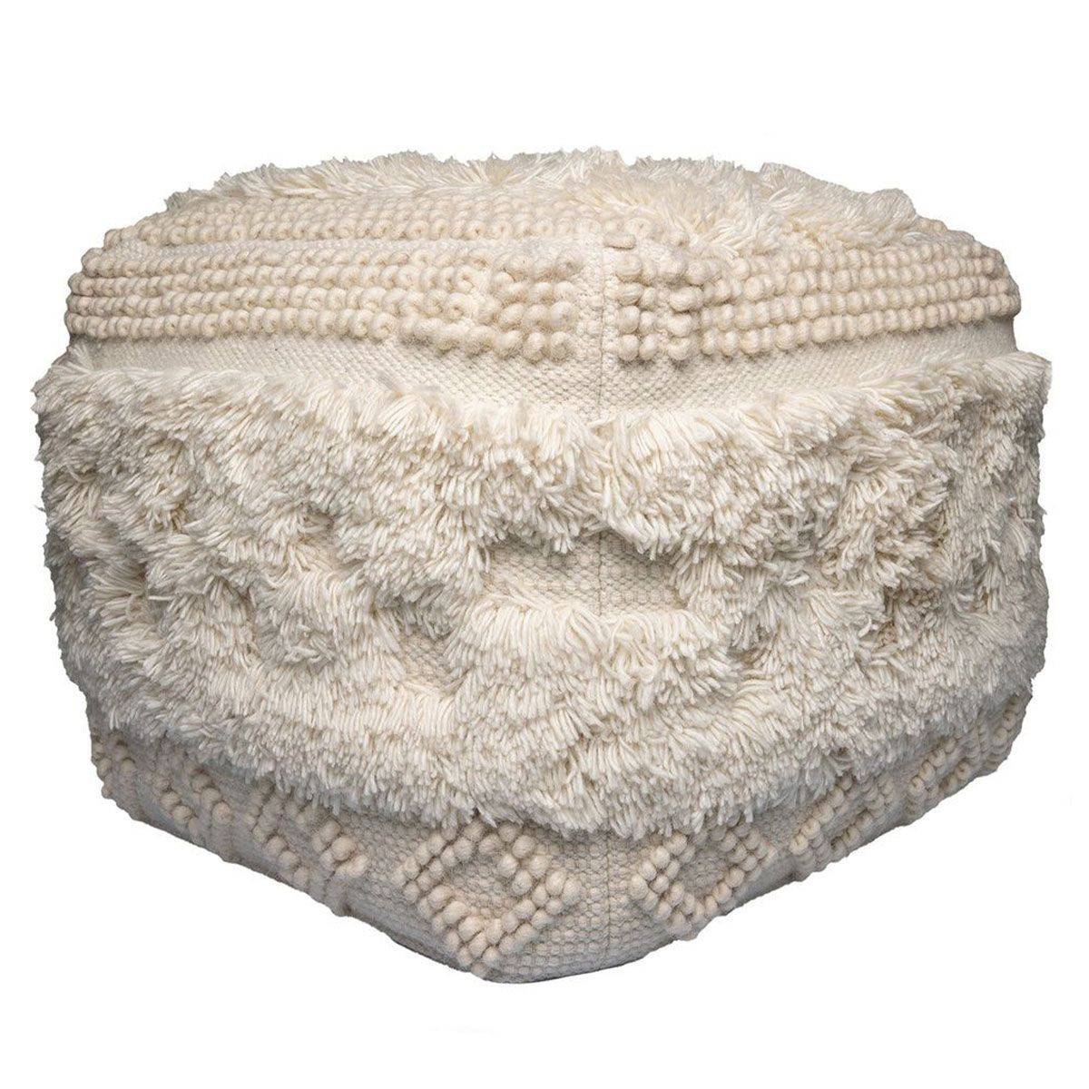 Pouf Bohème Fait à la Main "Bohist" 50cm Naturel - Image 1