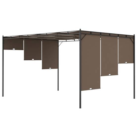 Pergola Jardin - Tonnelle - Belvédère de jardin avec rideau latéral 4x3x2,25 m Taupe - Image 6