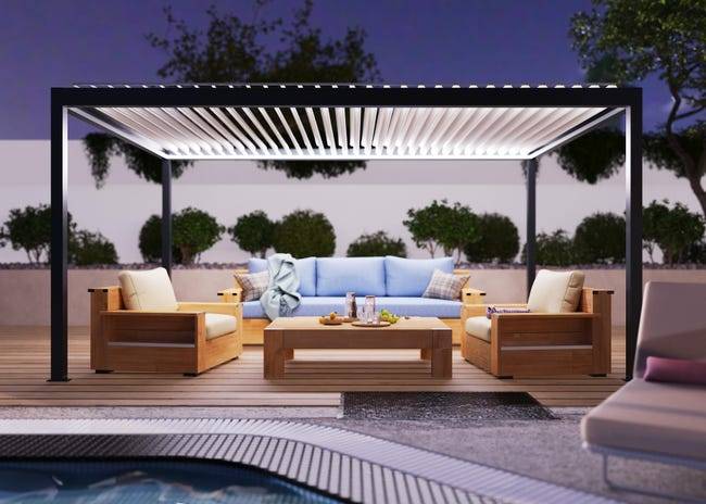 Pergola Bioclimatique Aluminium Autoportante Motorisée Éclairée 5x3,5 Anthracite SV ORIAL France - Image 5