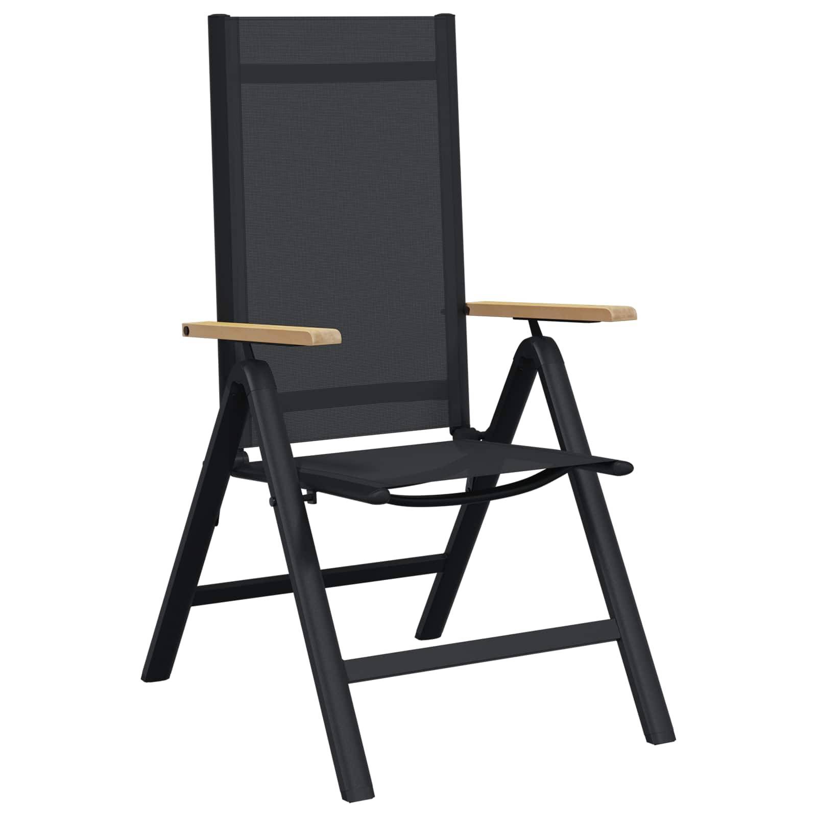 Chaises de jardin inclinables aluminium et textilène noir 58 x 73 x 111.5 cm - PANGIVO - Image 4