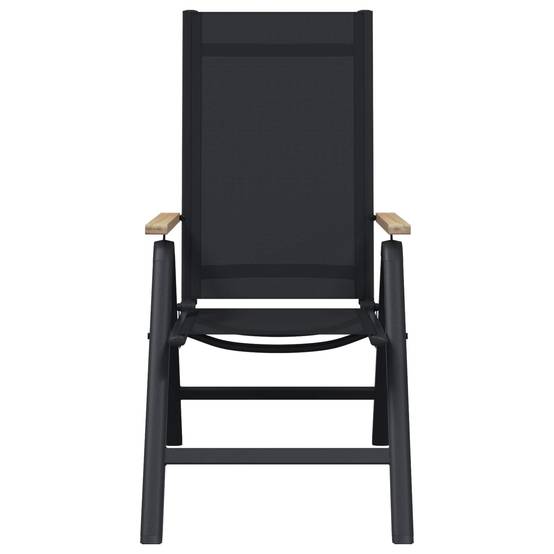 Chaises de jardin inclinables aluminium et textilène noir 58 x 73 x 111.5 cm - PANGIVO - Image 5
