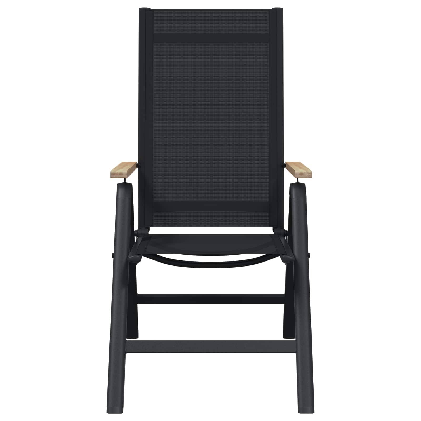 Chaises de jardin inclinables aluminium et textilène noir 58 x 73 x 111.5 cm - PANGIVO - Image 5
