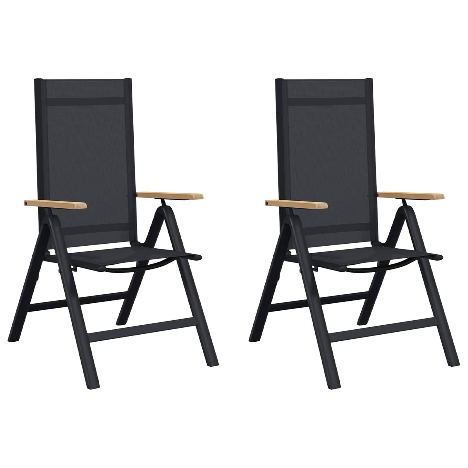 Chaises de jardin inclinables aluminium et textilène noir 58 x 73 x 111.5 cm - PANGIVO - Image 2