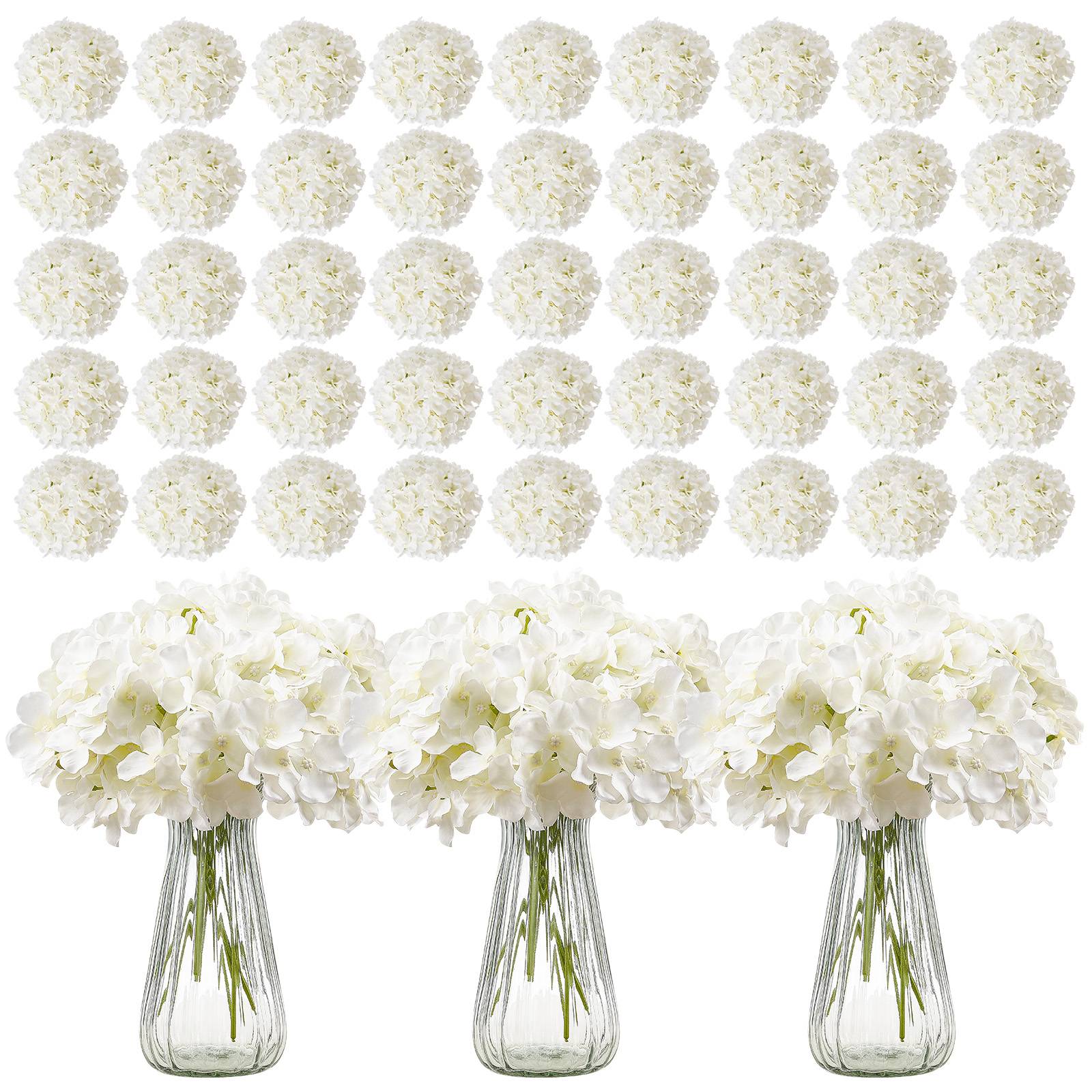 VEVOR Hortensia artificiel lot de 305, 250mm. Aspect réaliste, tête 152mm. Décoration intérieure, fêtes. Blanc. - Image 1