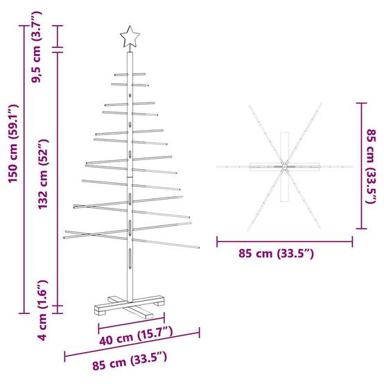 Vidaxl - Arbre de Noël en bois avec support Marron 150 cm Bambou vidaXL 42018051 - Image 3