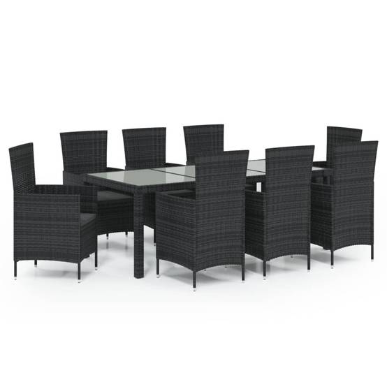 Salon de Jardin à Manger Résine Tressée 8 Personnes avec Coussins Noir – ComfortXL Outdoor Living - Image 2