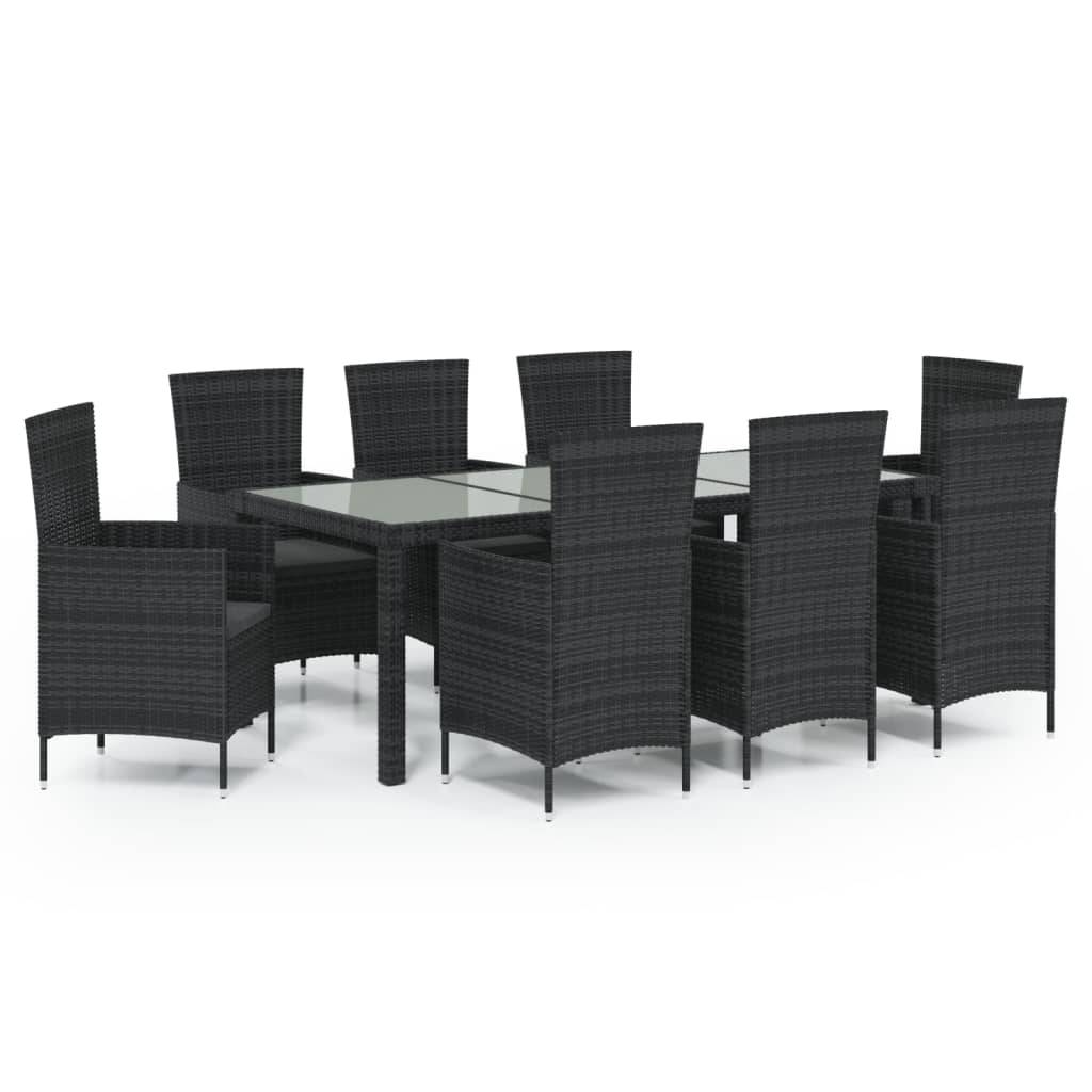 Salon de Jardin à Manger Résine Tressée 8 Personnes avec Coussins Noir – ComfortXL Outdoor Living - Image 2
