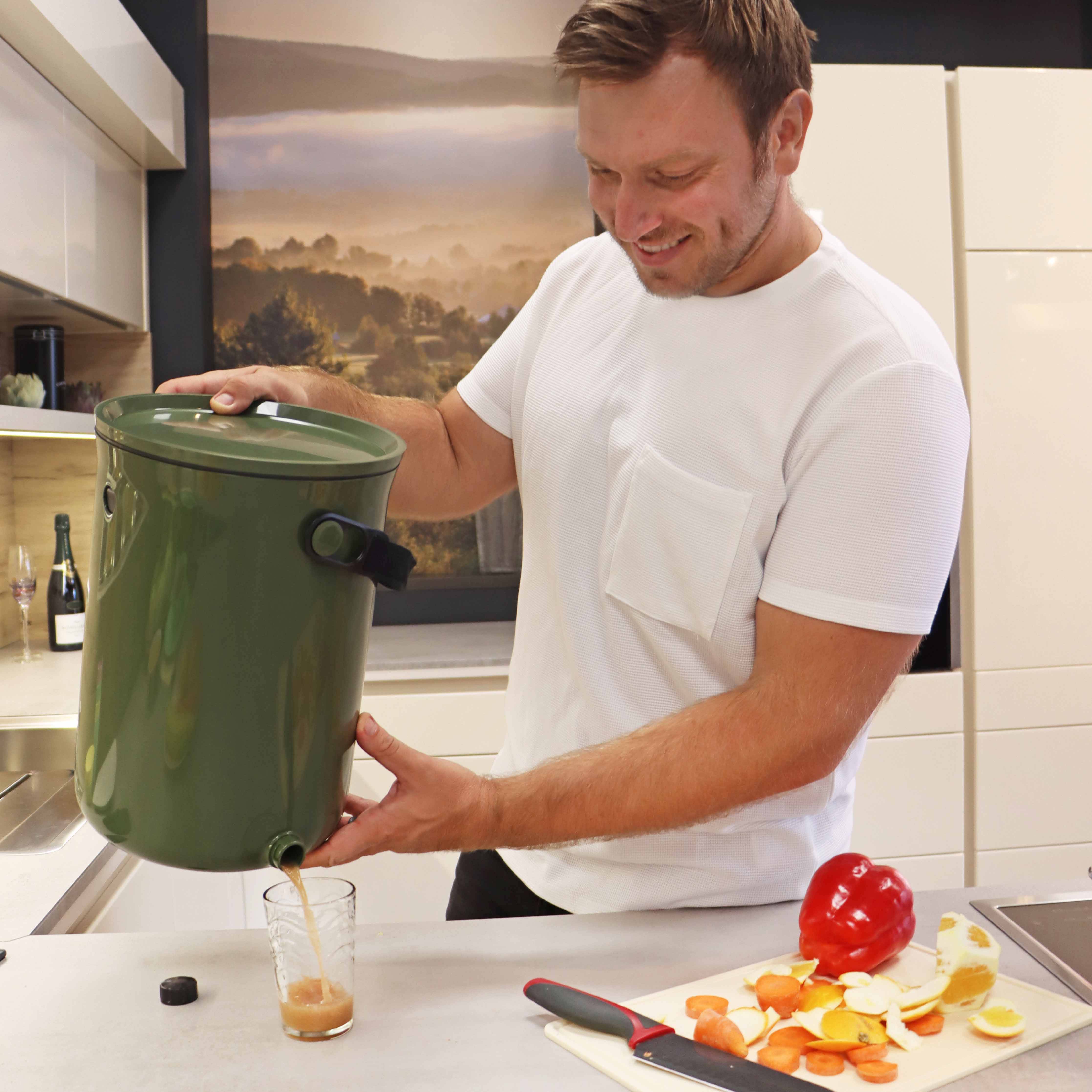 Lot 2 Composteurs Bokashi en Plastique recyclé, vert, 9,6l+1 kg d'activateur - Imagen 4