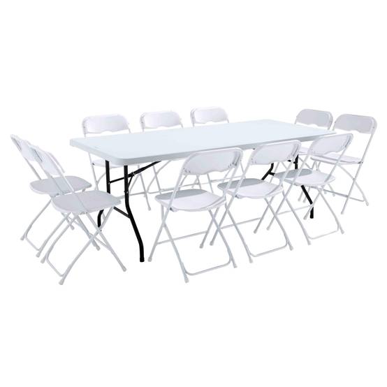 Oviala - Table monobloc et chaises pliantes 10 places 200cm PEHD REKKEM - Oviala - Imagen 1