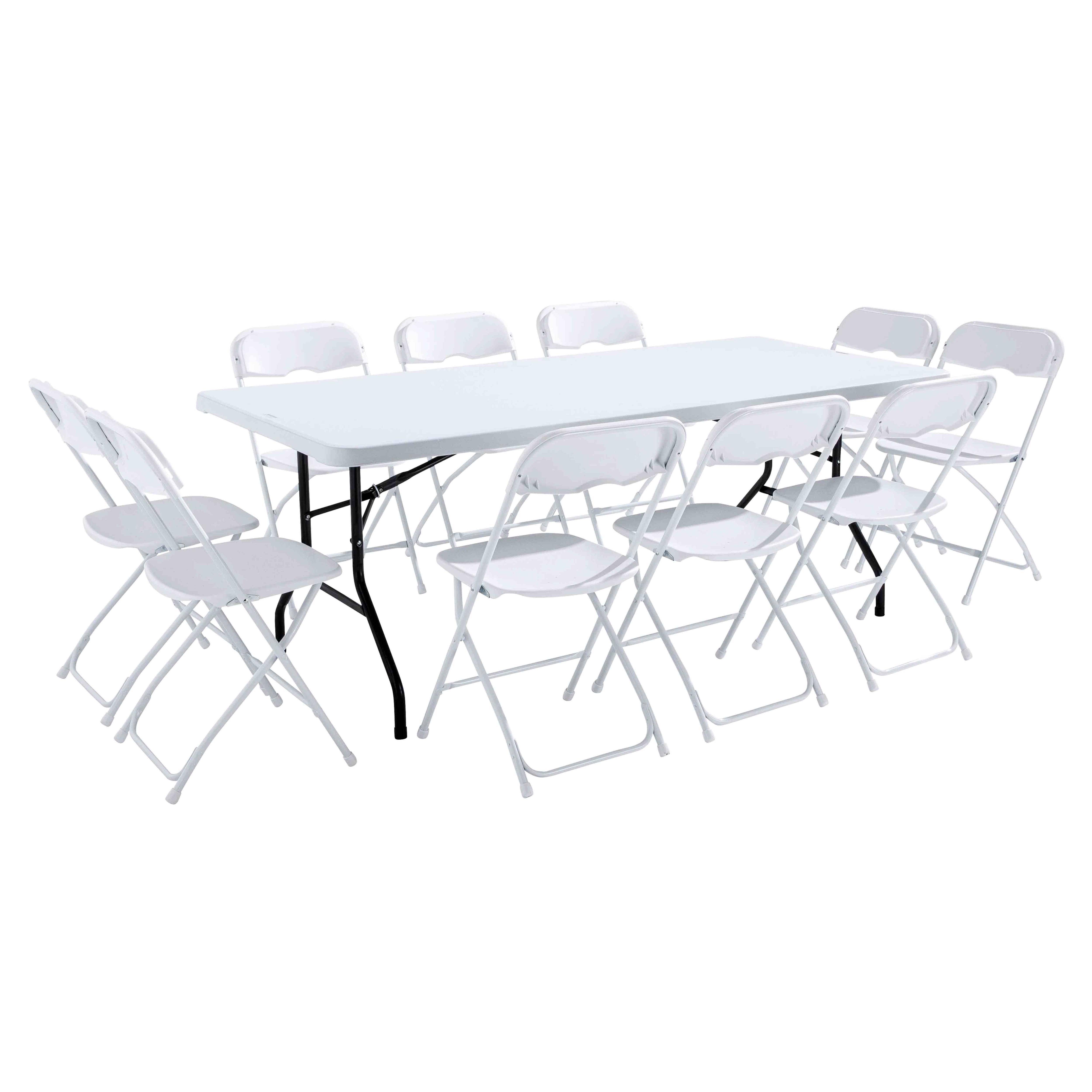 Oviala - Table monobloc et chaises pliantes 10 places 200cm PEHD REKKEM - Oviala - Imagen 1