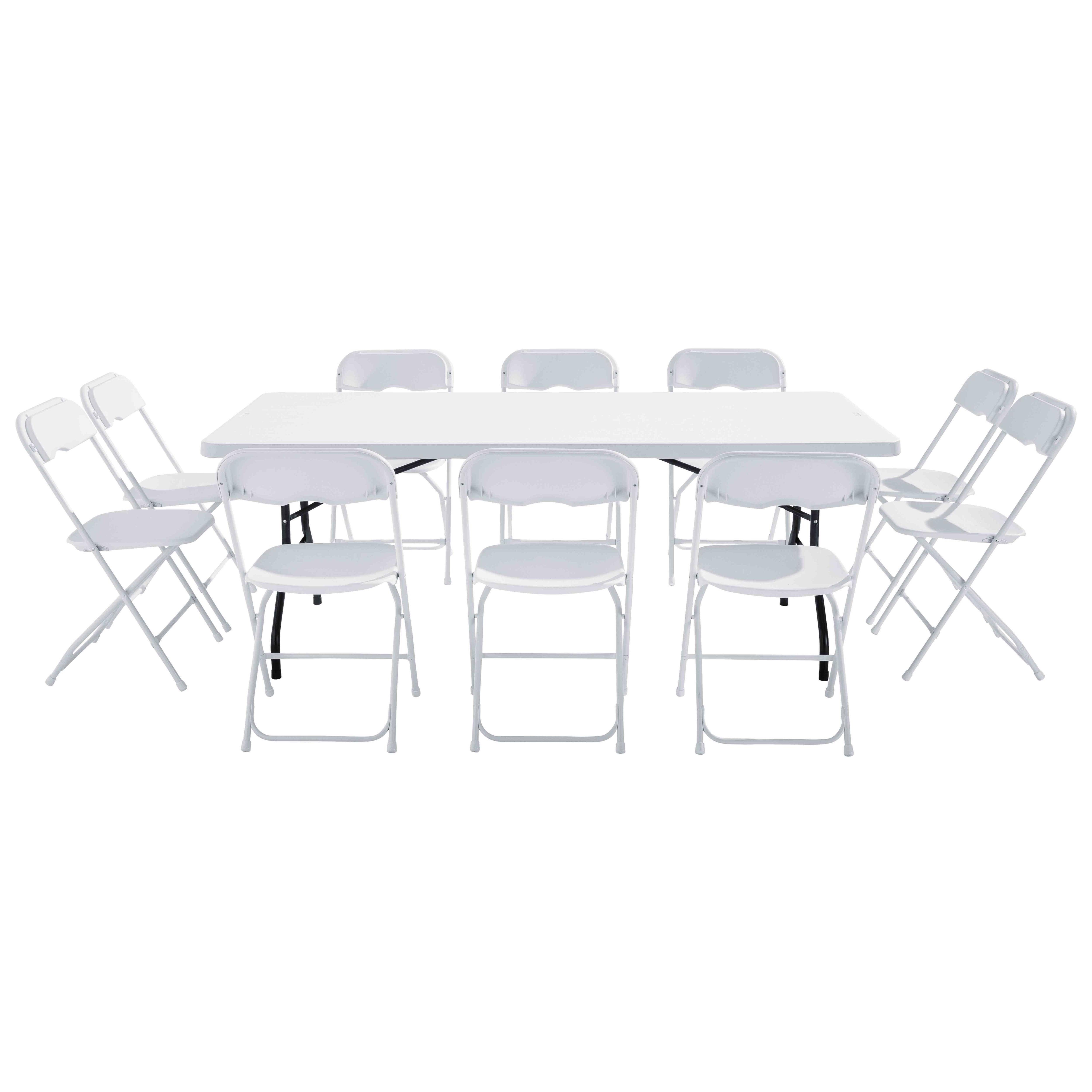Oviala - Table monobloc et chaises pliantes 10 places 200cm PEHD REKKEM - Oviala - Imagen 2
