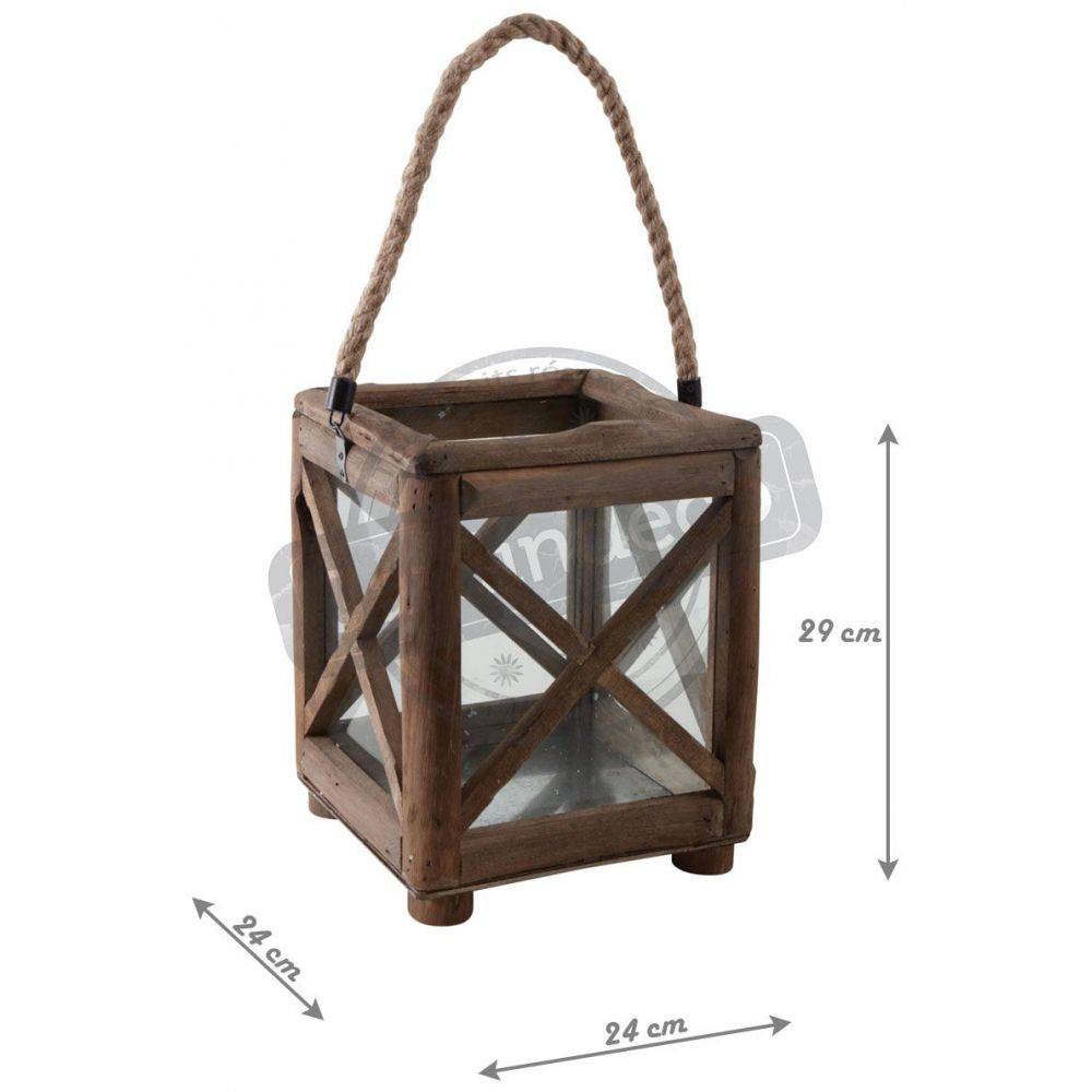 Aubry Gaspard - Lanterne de jardin carrée en bois et verre - Imagen 2