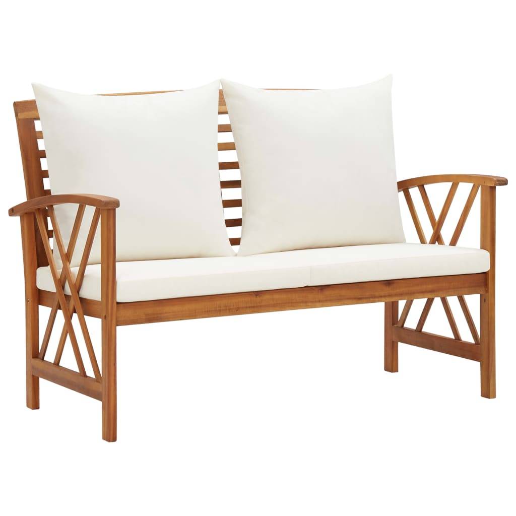 Helloshop26 - Banc de jardin meuble de patio d'extérieur terrasse avec coussins 119 x 67 x 83 cm bois solide d'acacia - Imagen 1