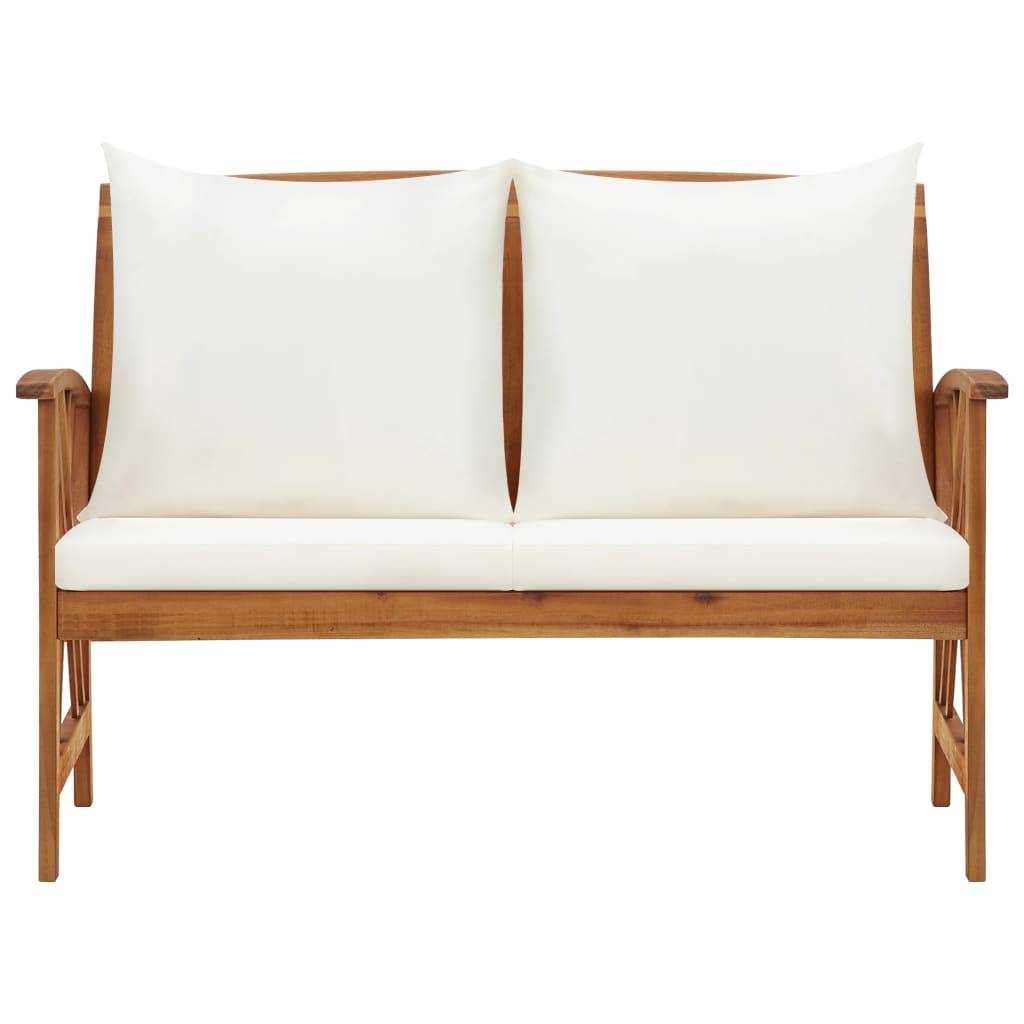 Helloshop26 - Banc de jardin meuble de patio d'extérieur terrasse avec coussins 119 x 67 x 83 cm bois solide d'acacia - Imagen 2