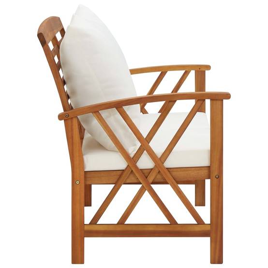 Helloshop26 - Banc de jardin meuble de patio d'extérieur terrasse avec coussins 119 x 67 x 83 cm bois solide d'acacia - Imagen 3
