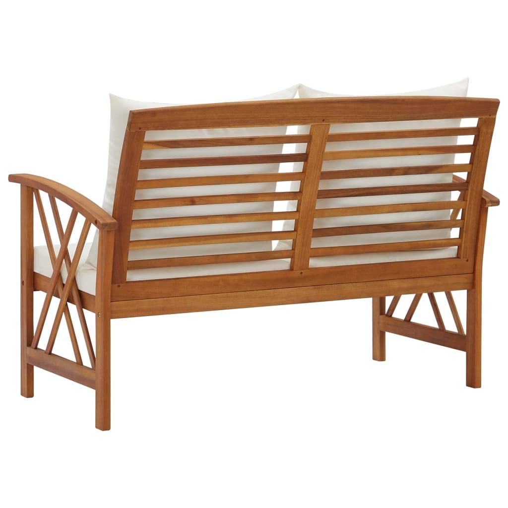 Helloshop26 - Banc de jardin meuble de patio d'extérieur terrasse avec coussins 119 x 67 x 83 cm bois solide d'acacia - Imagen 4