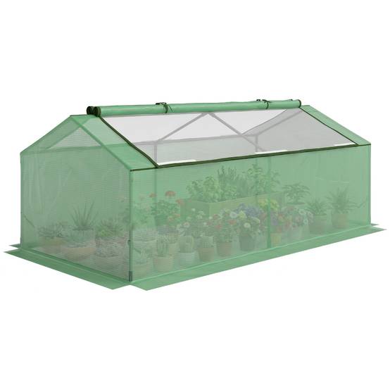 Petite serre de jardin potager châssis acier bâche PE pour protection de cultures extérieures 180x90x70cm vert - Image 1