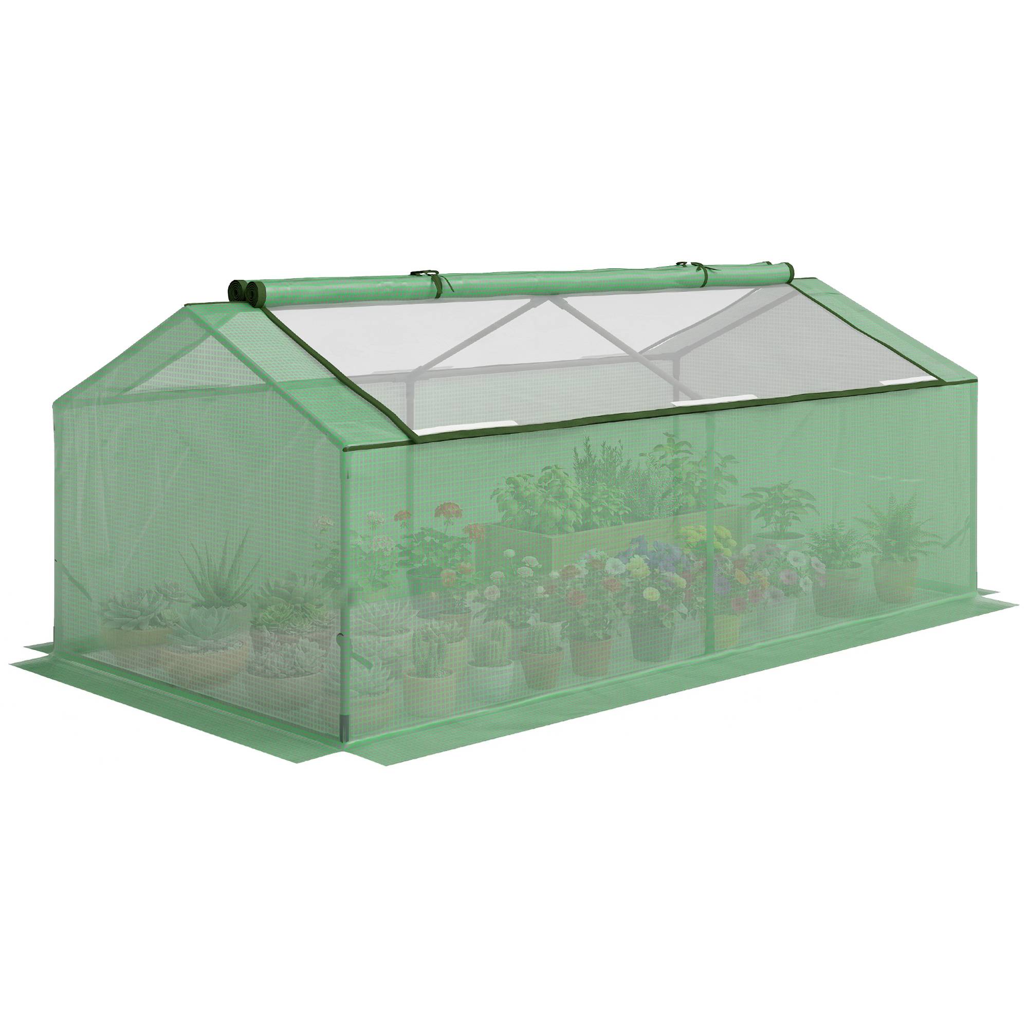 Petite serre de jardin potager châssis acier bâche PE pour protection de cultures extérieures 180x90x70cm vert - Image 1
