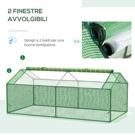 Petite serre de jardin potager châssis acier bâche PE pour protection de cultures extérieures 180x90x70cm vert - Image 7