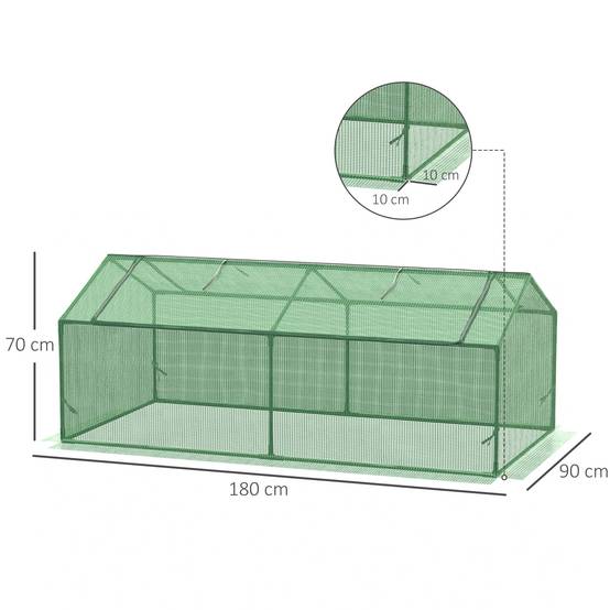 Petite serre de jardin potager châssis acier bâche PE pour protection de cultures extérieures 180x90x70cm vert - Image 5