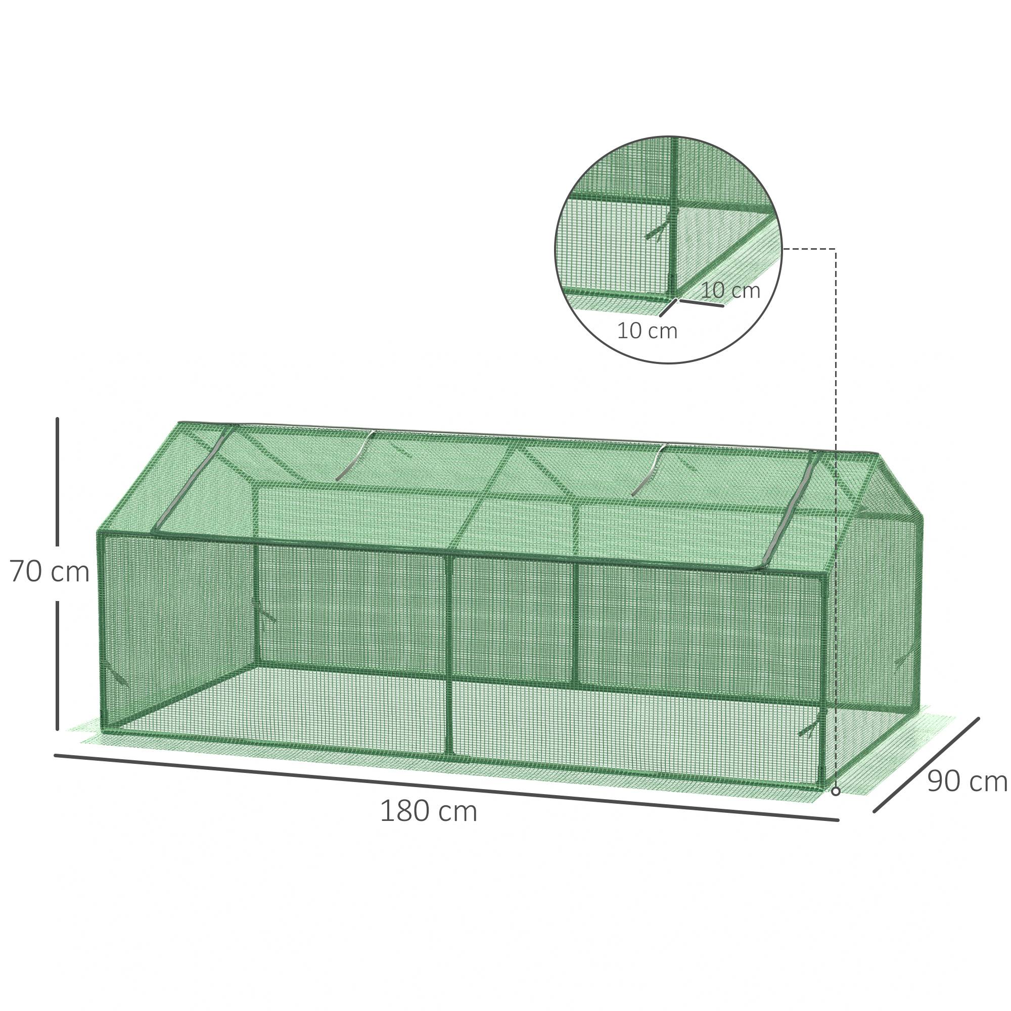 Petite serre de jardin potager châssis acier bâche PE pour protection de cultures extérieures 180x90x70cm vert - Image 5