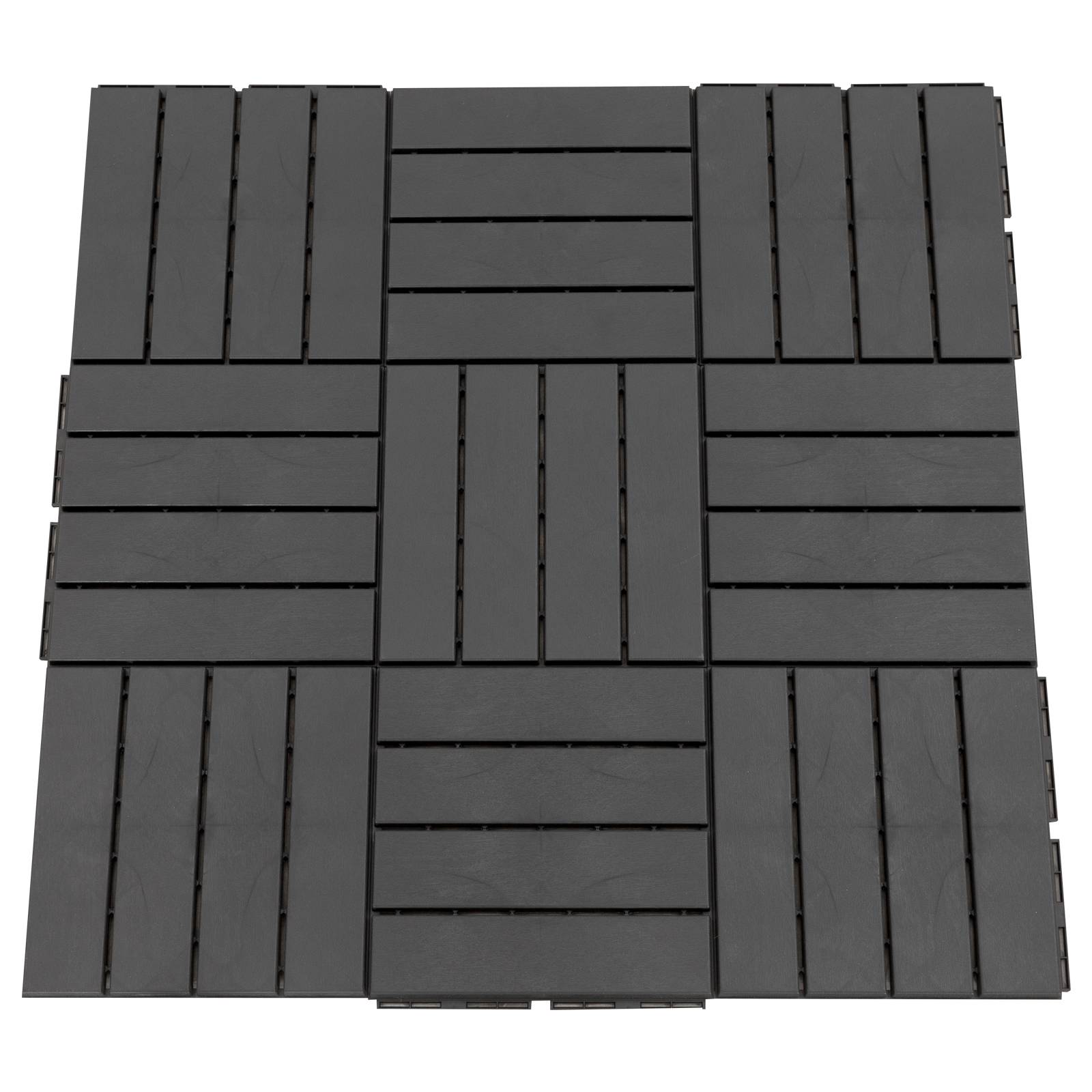 Outsunny - Caillebotis - dalles terrasse - lot de  9 - emboîtables, installation très simple - petits carreaux composite plastique imitation bois noir - Outsunny - Imagen 1