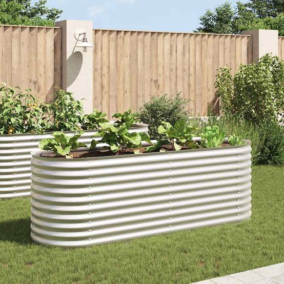 Carré potager surélevé 240x80x81 cm acier galvanisé potager Argenté – ComfortXL Outdoor Living - Image 1
