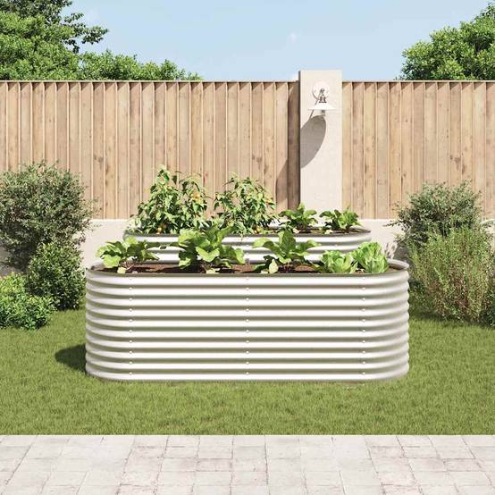Carré potager surélevé 240x80x81 cm acier galvanisé potager Argenté – ComfortXL Outdoor Living - Image 3