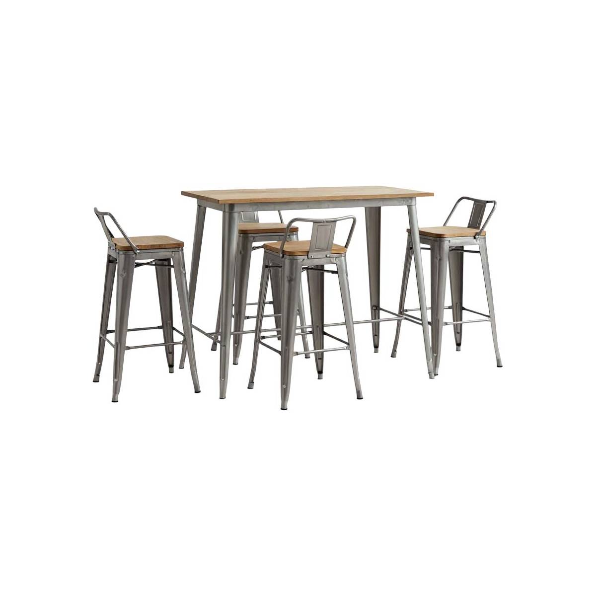 Aubry Gaspard - Ensemble table haute et tabourets métal industriel - Imagen 1