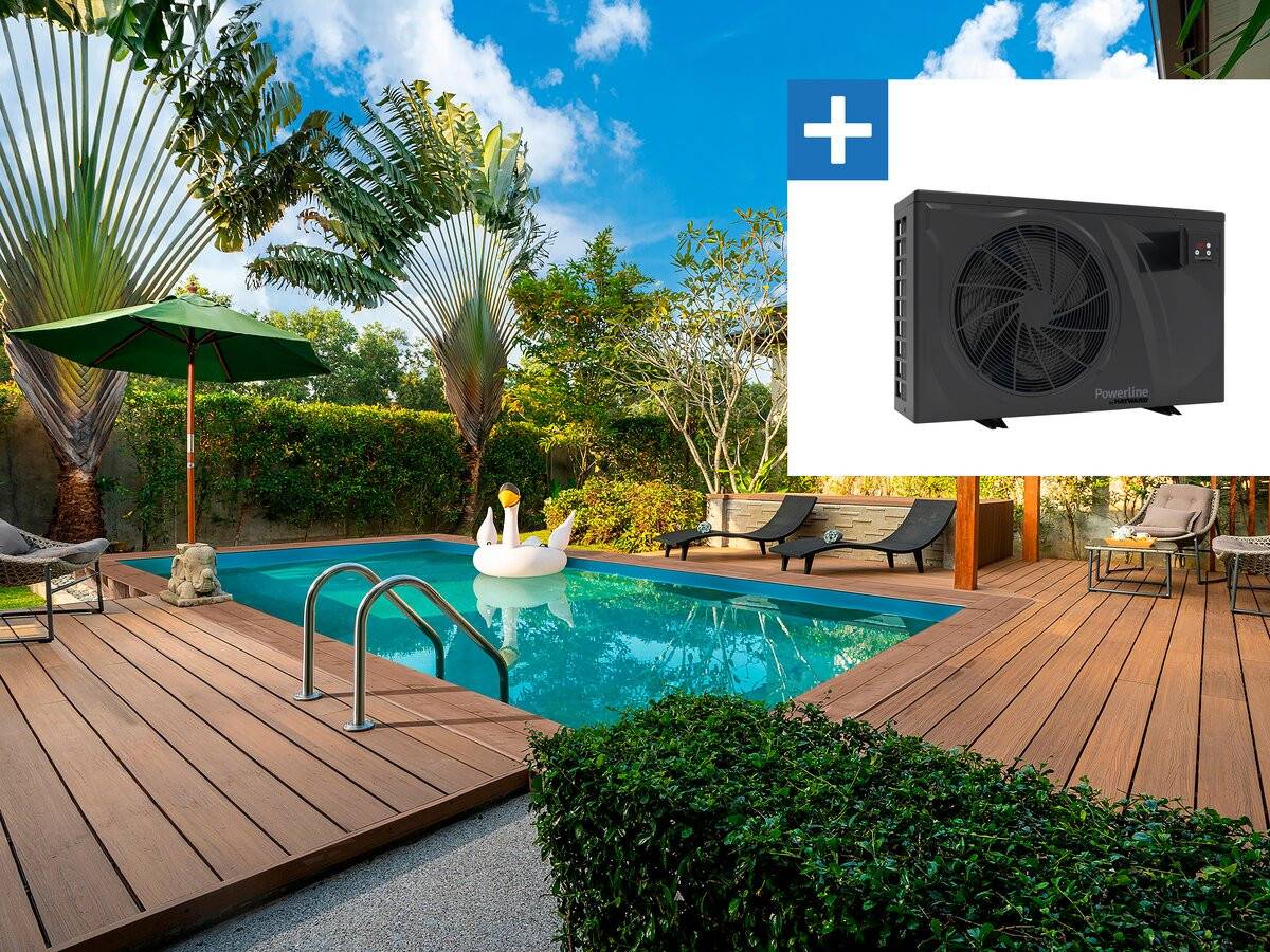 Habitat Et Jardin - Piscine Bois Rectangle " Panama "- 6.20 X 4.10 X 1.45 M + Pompe à Chaleur 6 Kw/h Inverter "powerline By Hayward" - Noir -habitat Et Jardin - Imagen 1