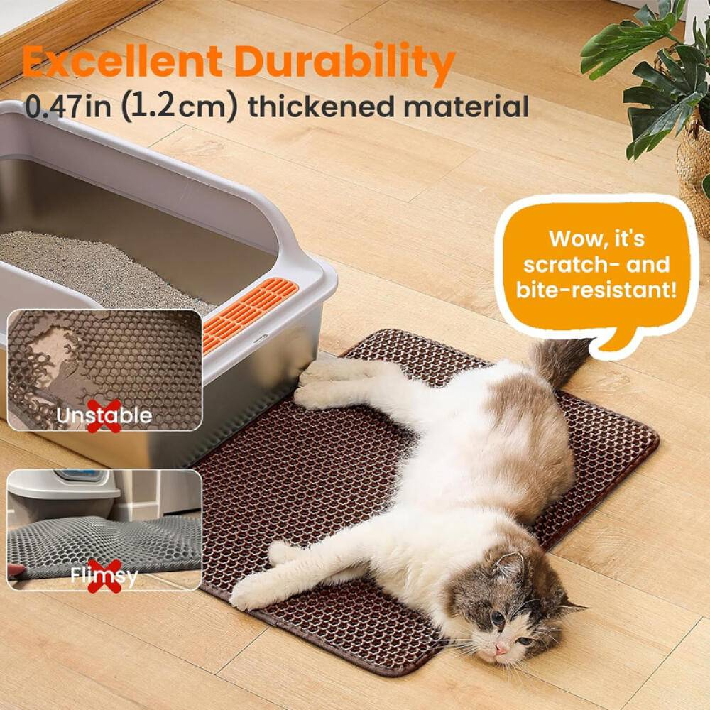 Tapis de litière pour chat, double couche, nid d'abeille, antidérapant, imperméable et anti-urine, accessoire pour chat, 30*45 cm, marron-Lytech - Image 4