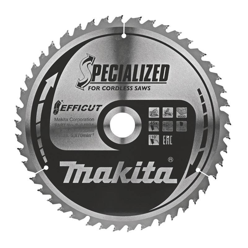 Makita - Lames carbure "EFFICUT" pour bois, pour scies radiales à batterie MAKITA - taille Ø 216 mm x 45 Dents - MAKITA ACCESSOIRES - Imagen 2