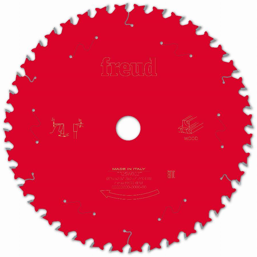 Lame pour scie circulaire portative FREUD - Ø255 2,8/1,8 AL25,4 Z40 BA 15° - F03FS10134 -FR25W002T