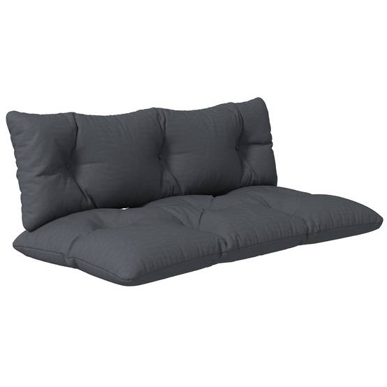 Ensemble 2 coussins banquette tissu polyester hydrofuge assise dossier 120x40cm gris - ComfortXL Outdoor Living - Image 1