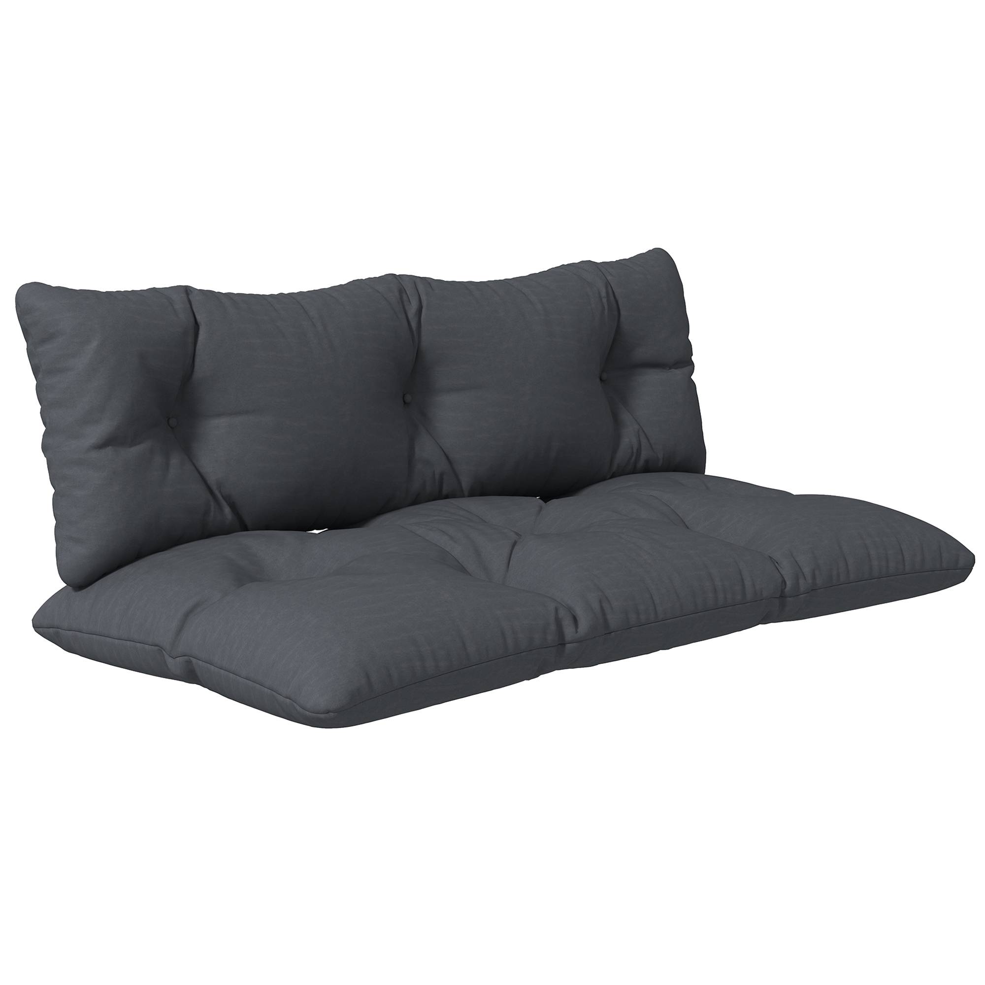 Ensemble 2 coussins banquette tissu polyester hydrofuge assise dossier 120x40cm gris - ComfortXL Outdoor Living - Image 1