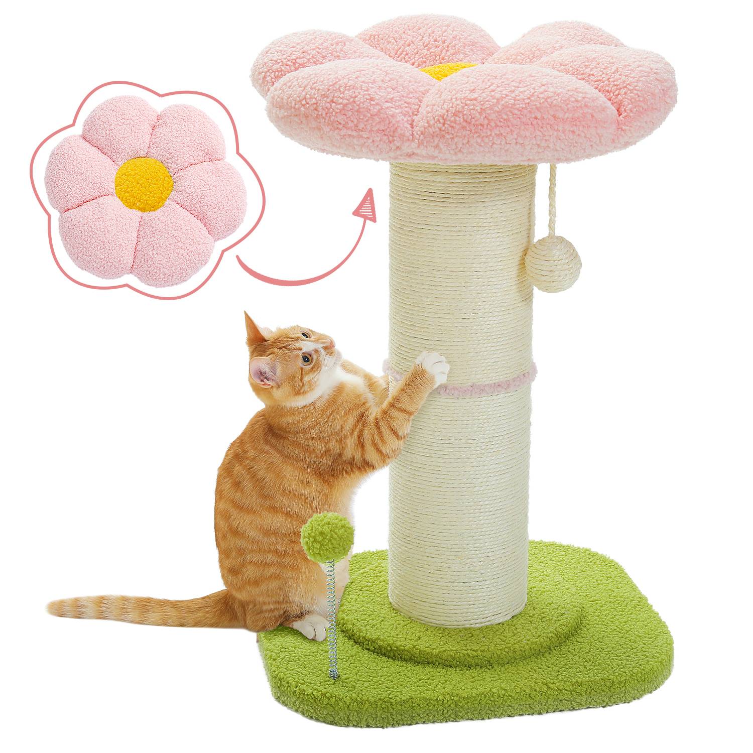 Pawzroad - Grand Poteau à Griffer Arbre à Chat 60cm Rose PAWZ Road - Image 1