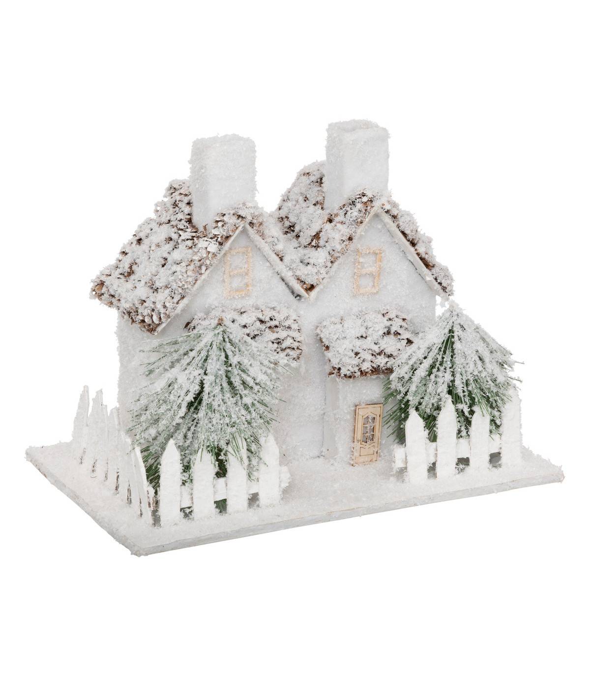 Fééric Lights & Christmas - Déco de Noël Maison enneigée 29 x 18.5 x H 22 cm