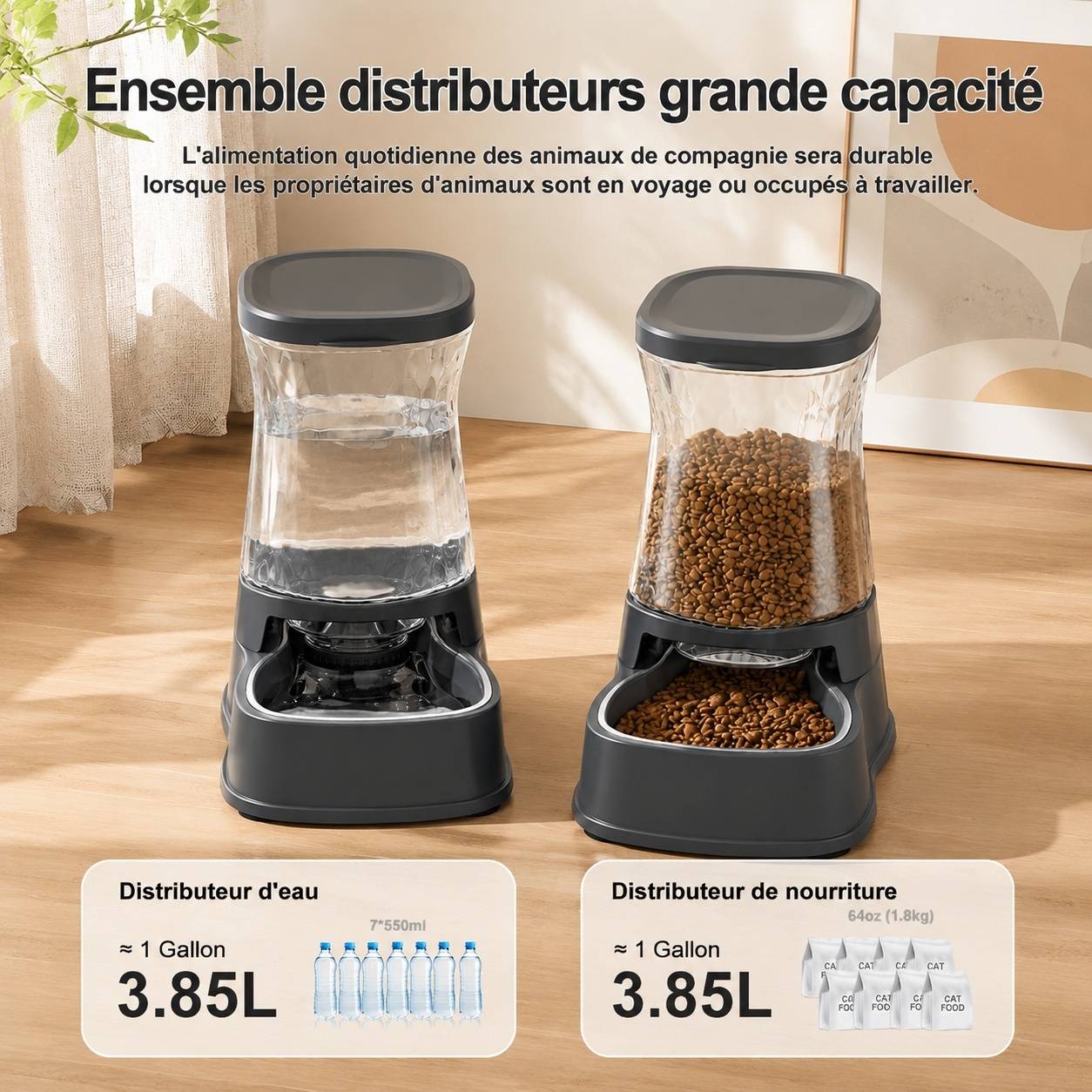 Distributeur Automatique Nourriture Eau Pour Animaux Compagnie Gamelles Inox 304 Grande Capacité - Image 2
