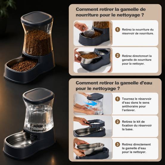 Distributeur Automatique Nourriture Eau Pour Animaux Compagnie Gamelles Inox 304 Grande Capacité - Image 8