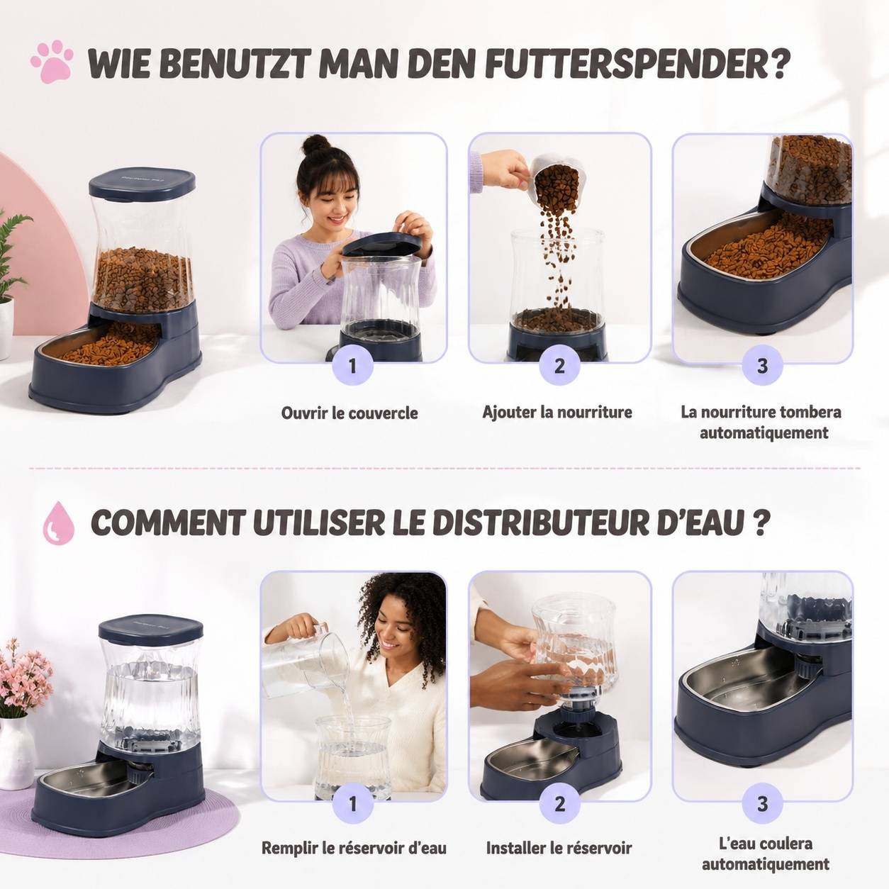 Distributeur Automatique Nourriture Eau Pour Animaux Compagnie Gamelles Inox 304 Grande Capacité - Image 5