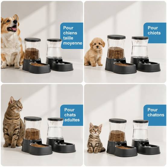 Distributeur Automatique Nourriture Eau Pour Animaux Compagnie Gamelles Inox 304 Grande Capacité - Image 7